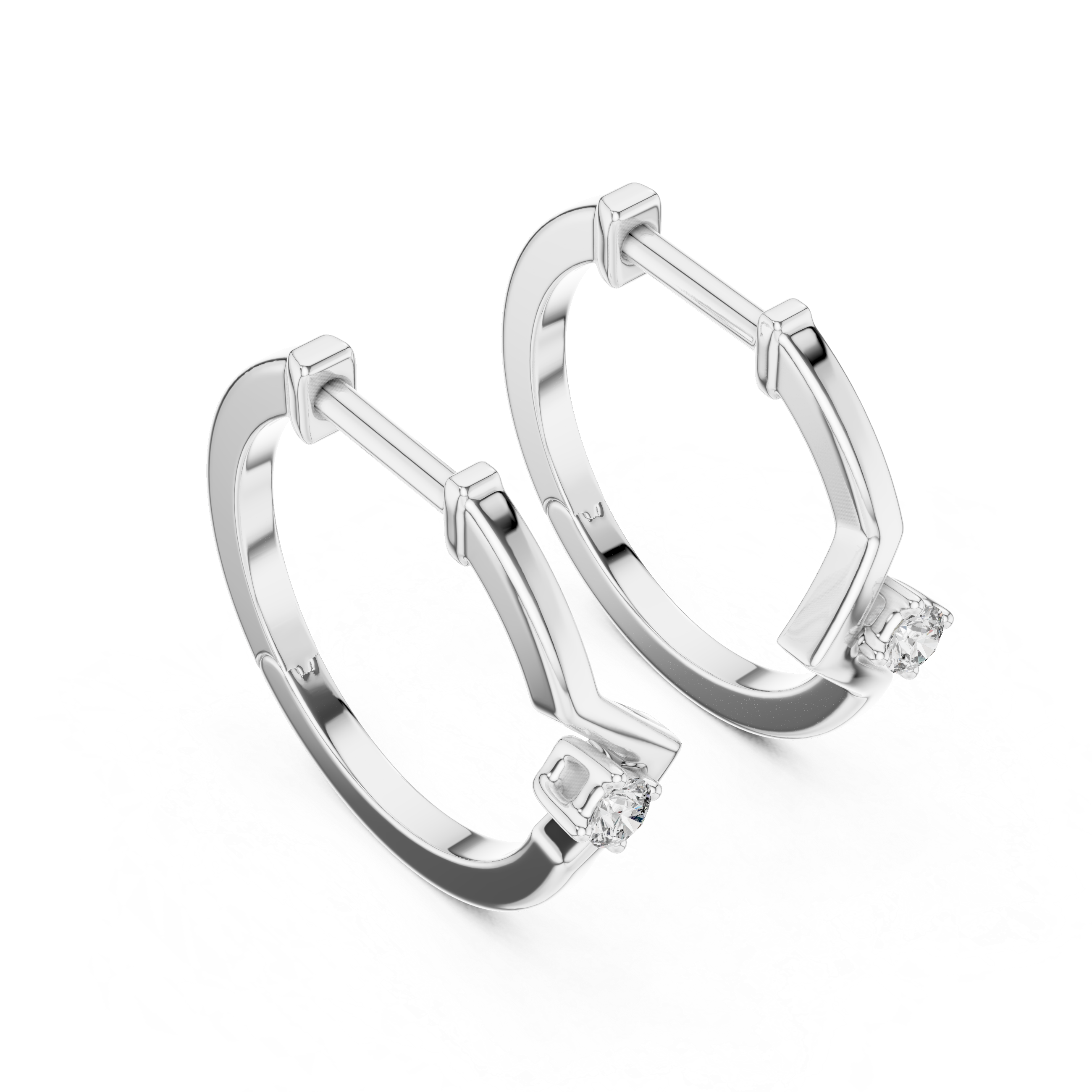 Zigzag Solitaire Diamond Huggie Hoops Earring