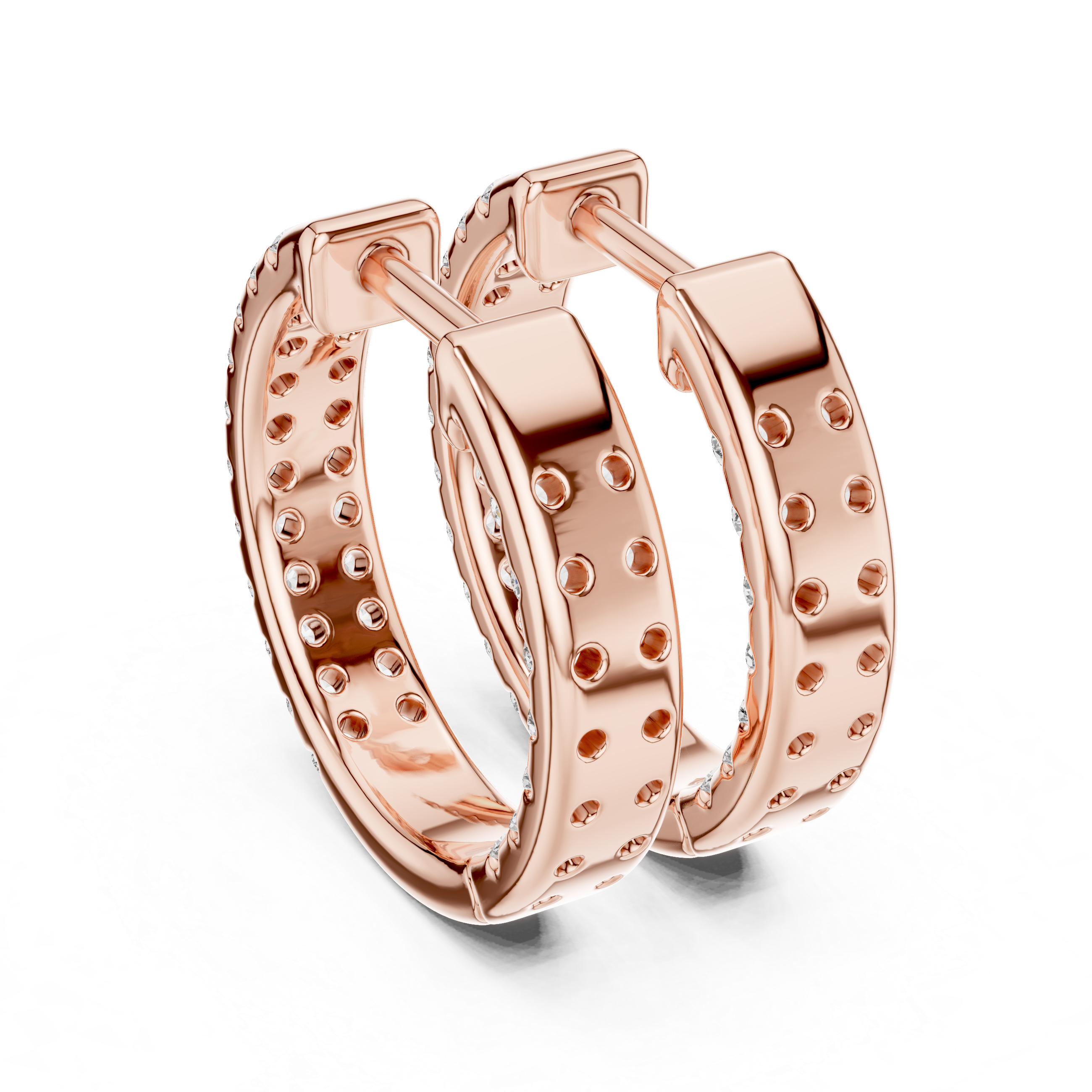 Two Row Diamond Hoop Earrings