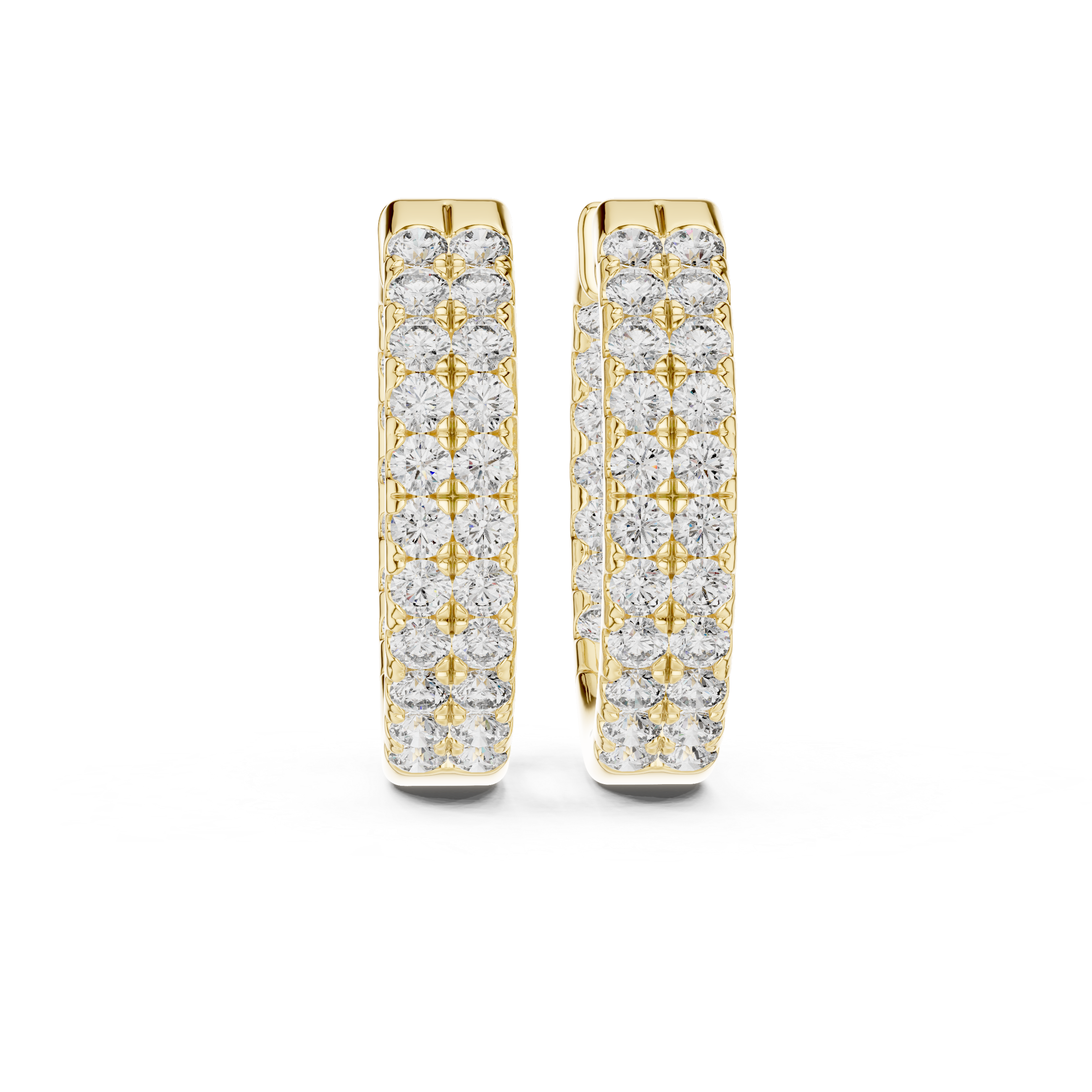 Two Row Diamond Hoop Earrings