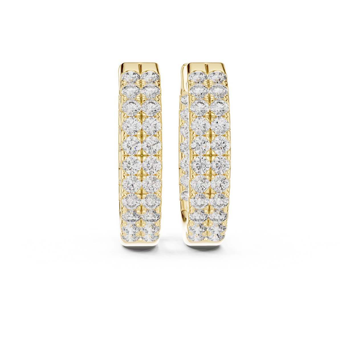 Two Row Diamond Hoop Earrings