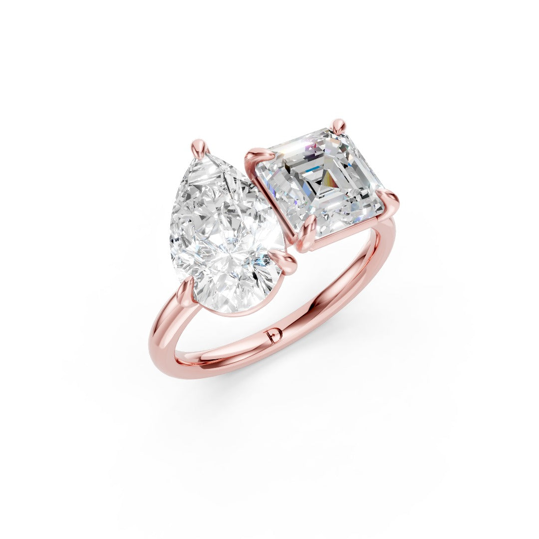 Toi et Moi Pear And Asscher Cut Engagement Ring