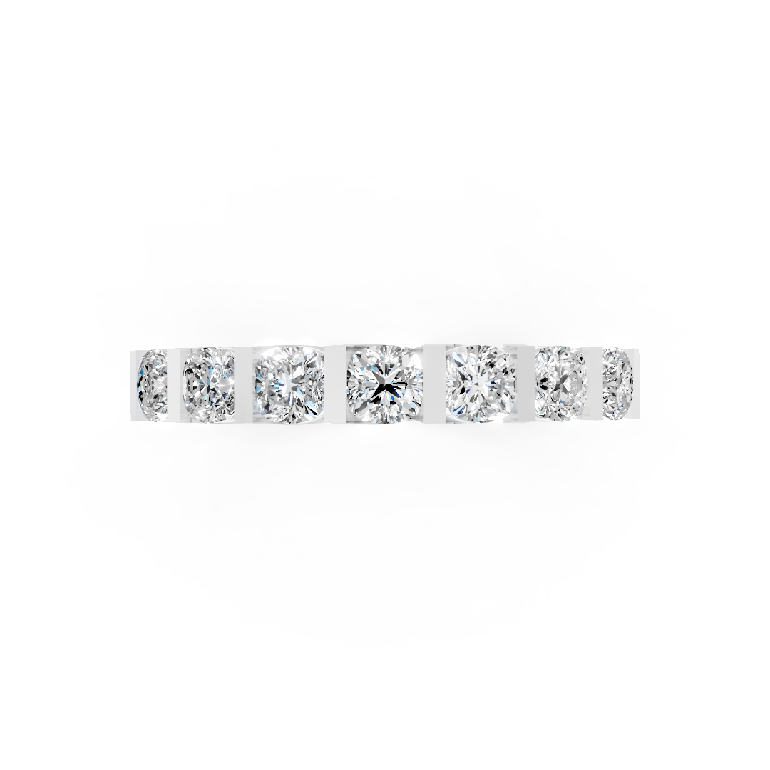 Channel Set Cushion Diamond Half Eternity Band