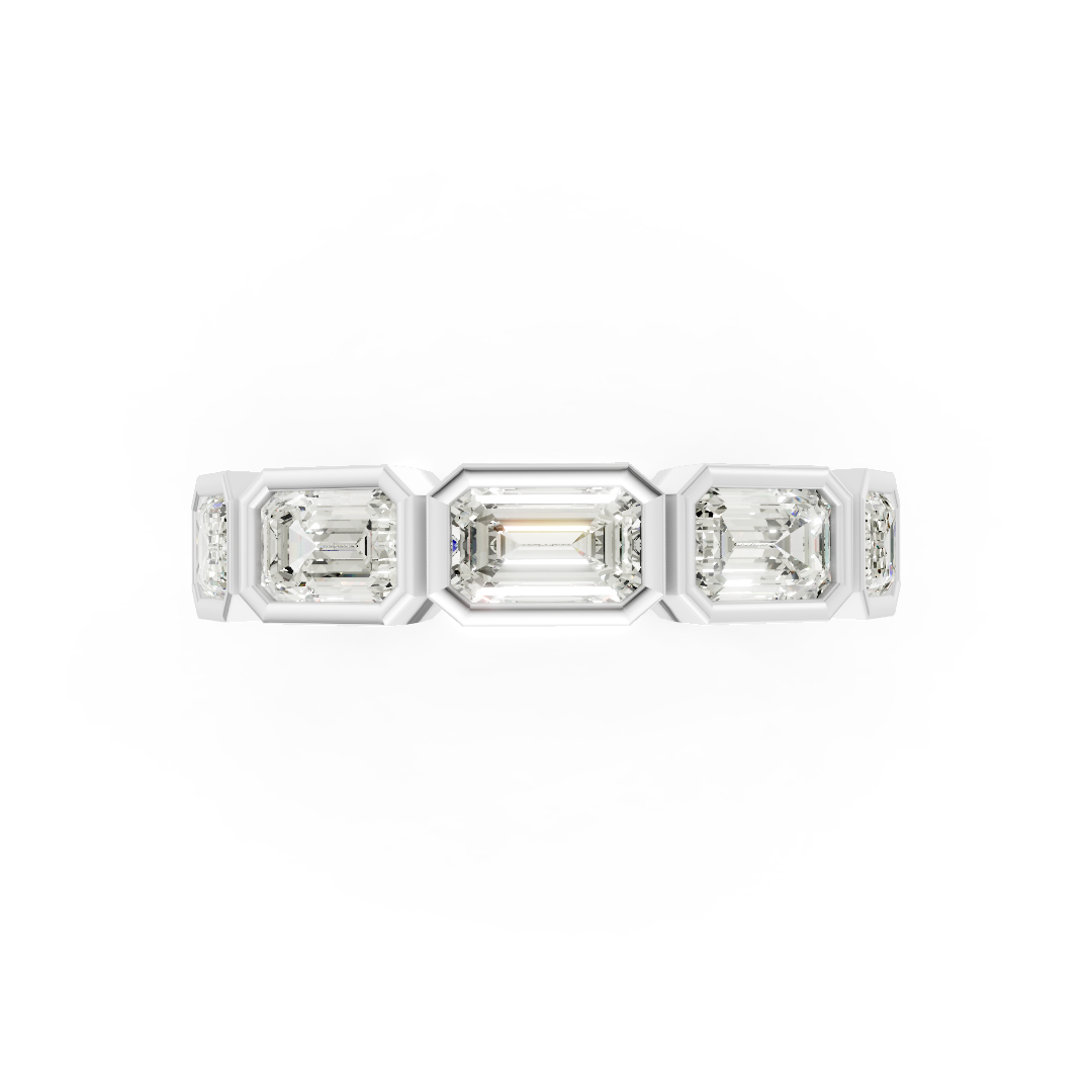 East West Emerald Diamond Bezel Set Band