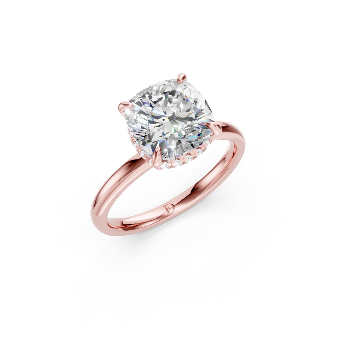 Hidden Halo Cushion Cut Diamond Engagement Ring