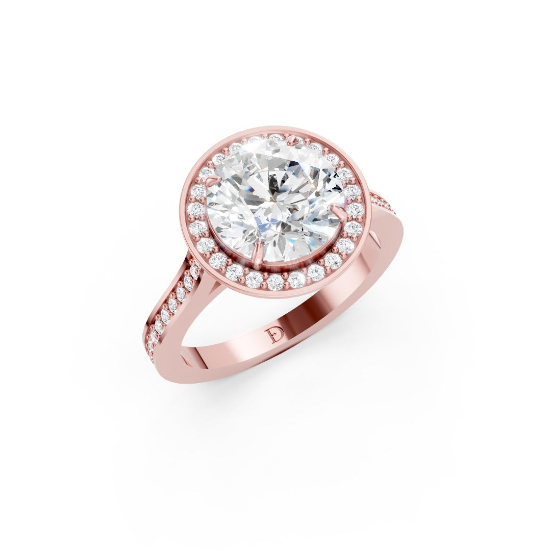 Round Cut Lab Grown Diamond Halo Engagement Ring
