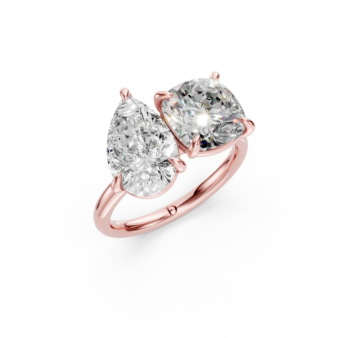 Toi et Moi Pear And Cushion Cut Engagement Ring