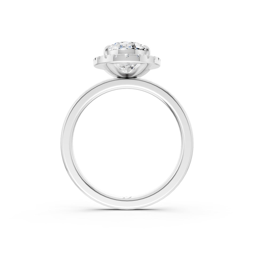 Oval Cut Lab Created Diamond Halo Anniversary Ring
