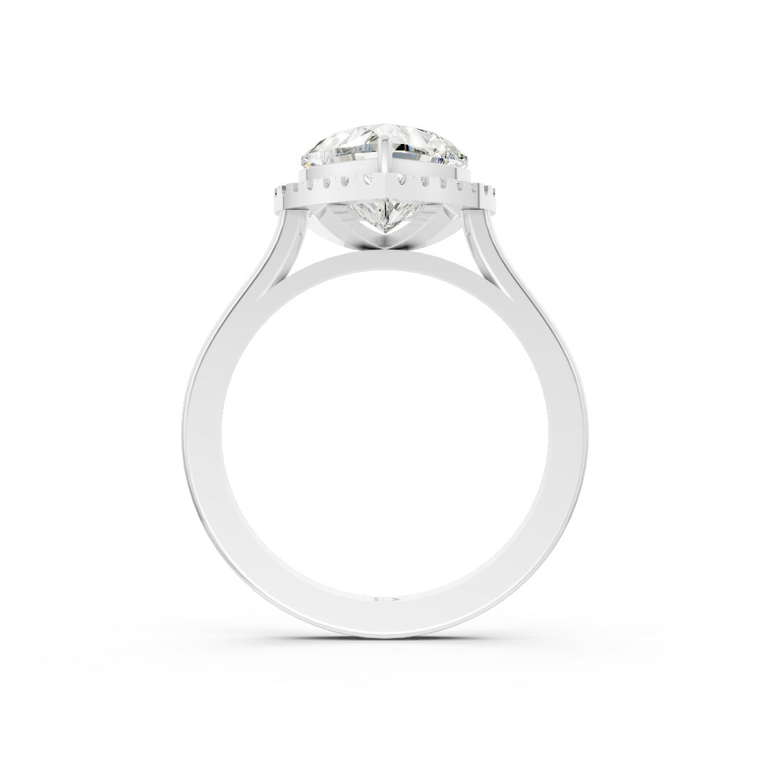Heart Brilliant Cut Halo Diamond Cathedral Shank Ring