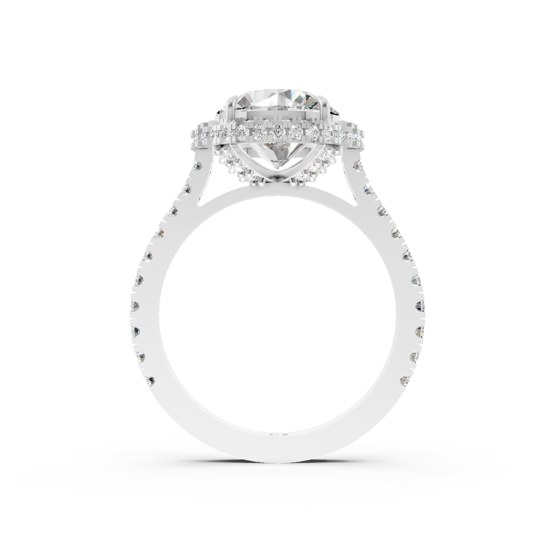 Round Diamond Halo Pave Set Ring
