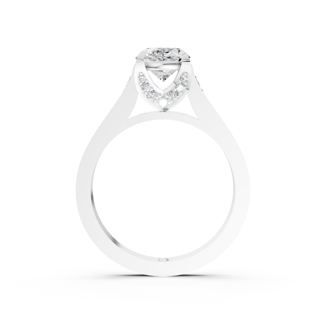 Oval Cut Diamond with Pavé Bridge Hidden Halo Ring