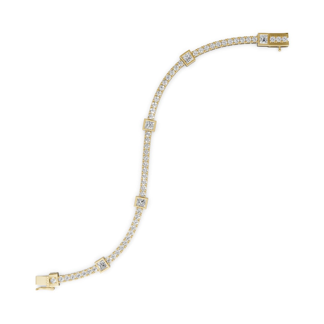 Square Princess & Round Cut Lab Diamond Tennis Bracelet