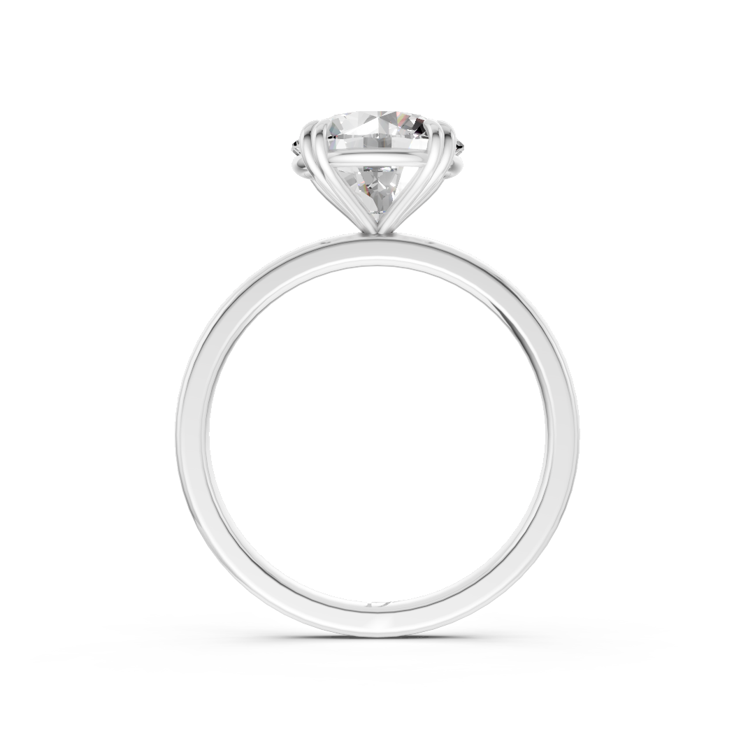 Double Prong Round Solitaire Ring