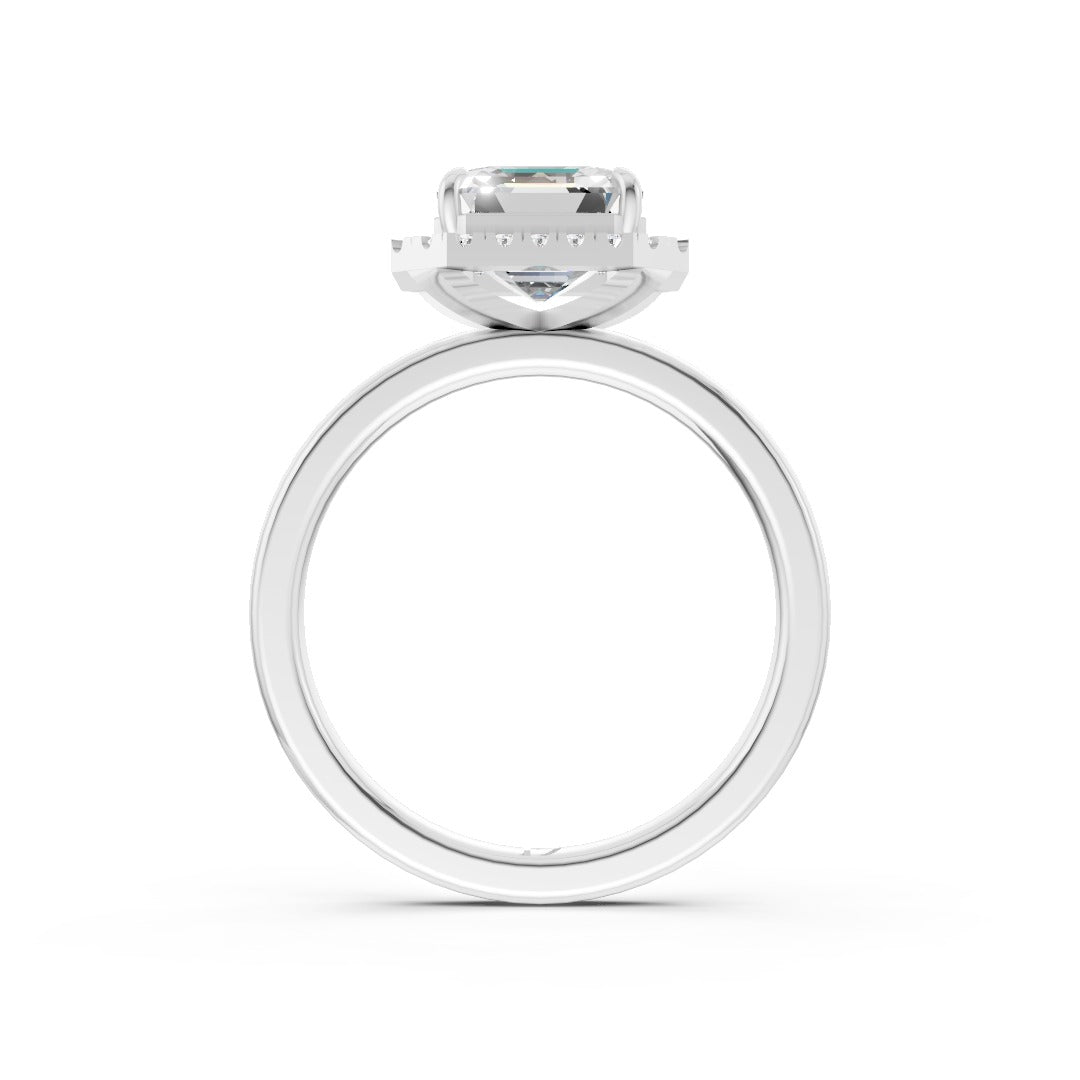Asscher Cut Lab Created Diamond Halo Anniversary Ring