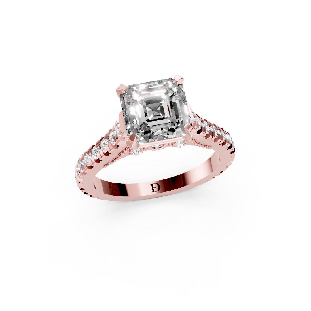 Asscher Diamond Graduation Set Engagement Ring