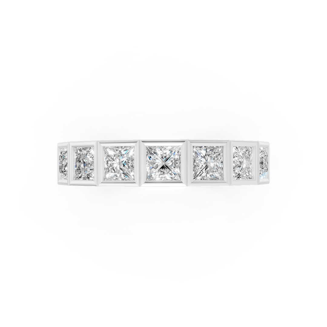 Bezel Set Princess Diamond Half Eternity Band