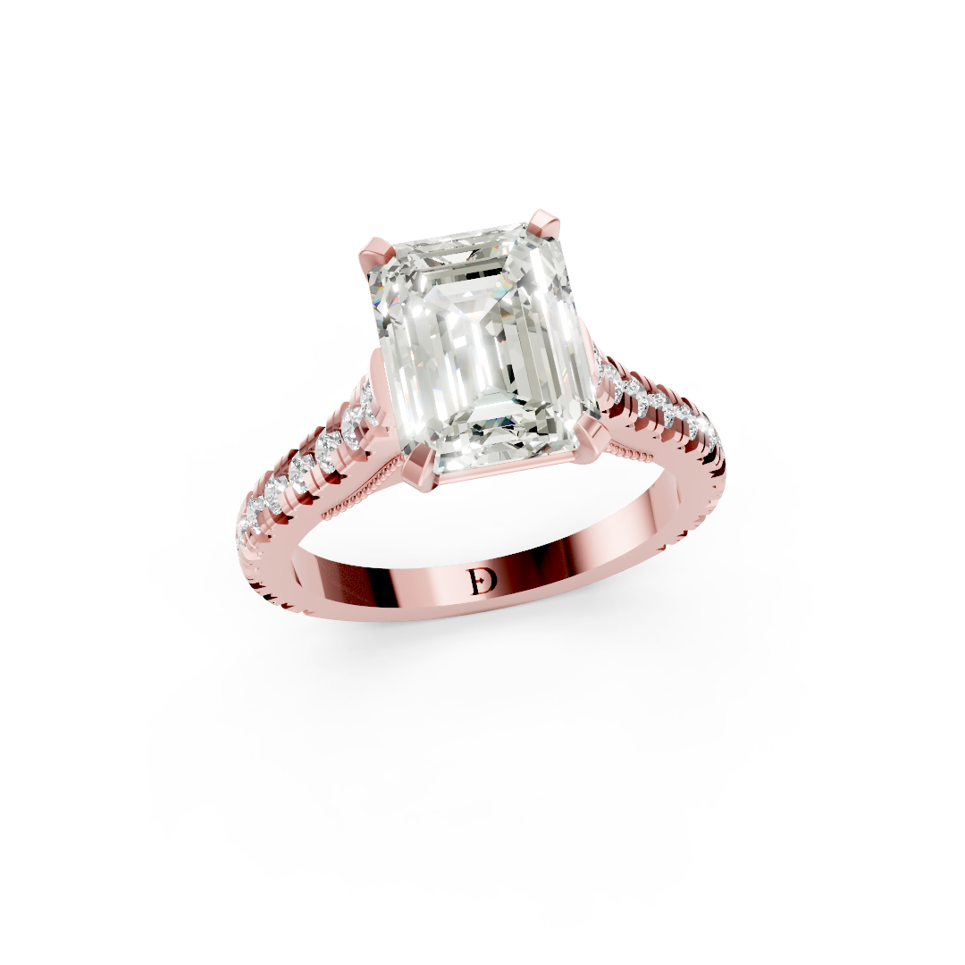 Emerald Diamond Graduation Set Engagement Ring