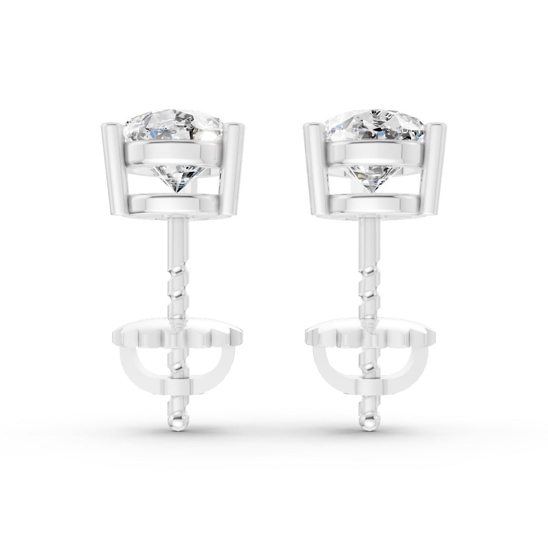 Pear Cut Diamond Stud Earrings in Scalloped Basket Setting