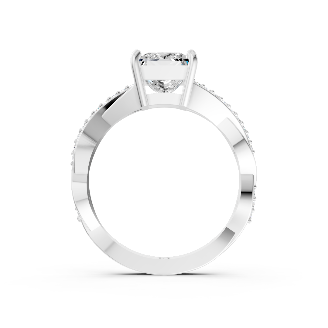 Princess Cut Diamond Pave Set Criss-Cross Ring