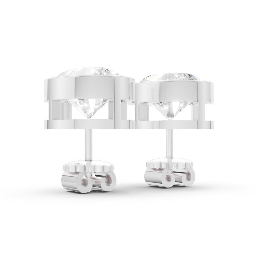 Oval Cut Lab Grown Diamond Bezel Set Stud Earring