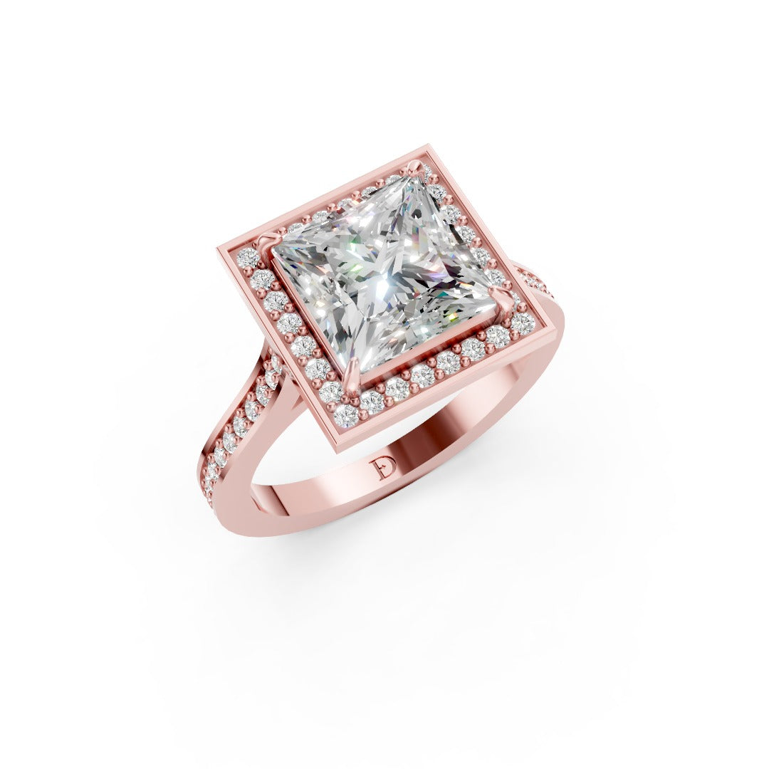 Princess Cut Lab Grown Diamond Halo Engagement Ring