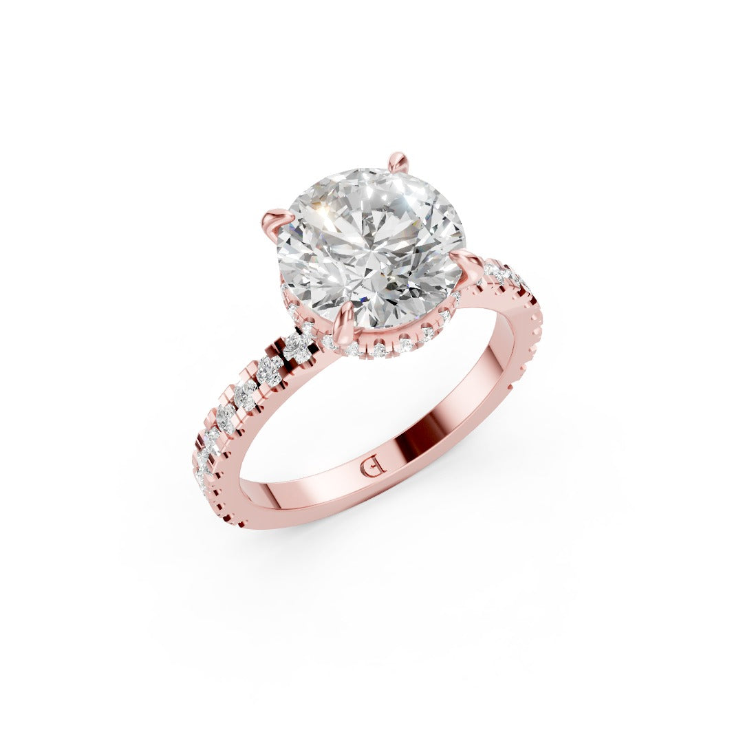 Round Diamond With Hidden Halo Anniversary Ring