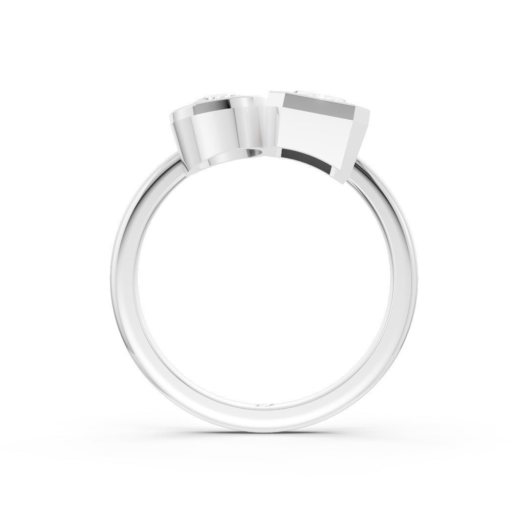 Toi at Moi Bezel Set Pear and Radiant Cut Diamond Anniversary Ring