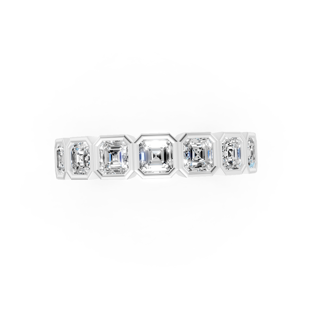 Bezel Set Asscher Diamond Half Eternity Band