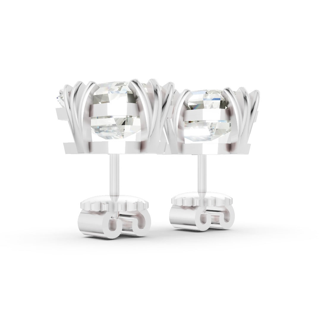 Emerald Brilliant Lab Grown Diamond Stud Earrings