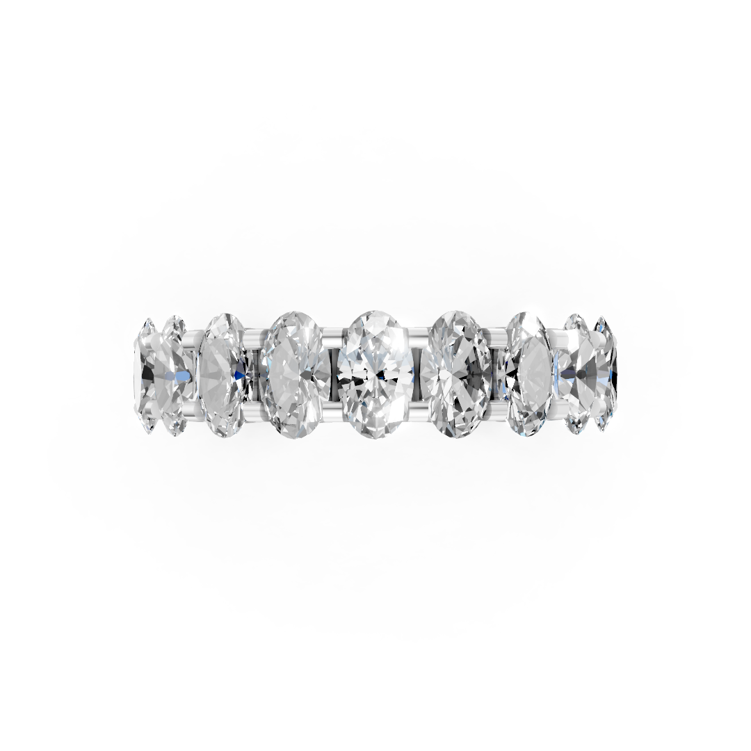 Oval Diamond U Shaped Wedding Band