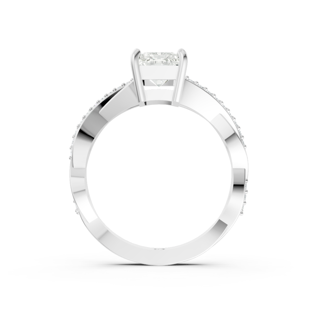 Radiant Cut Diamond Pave Set Criss-Cross Ring