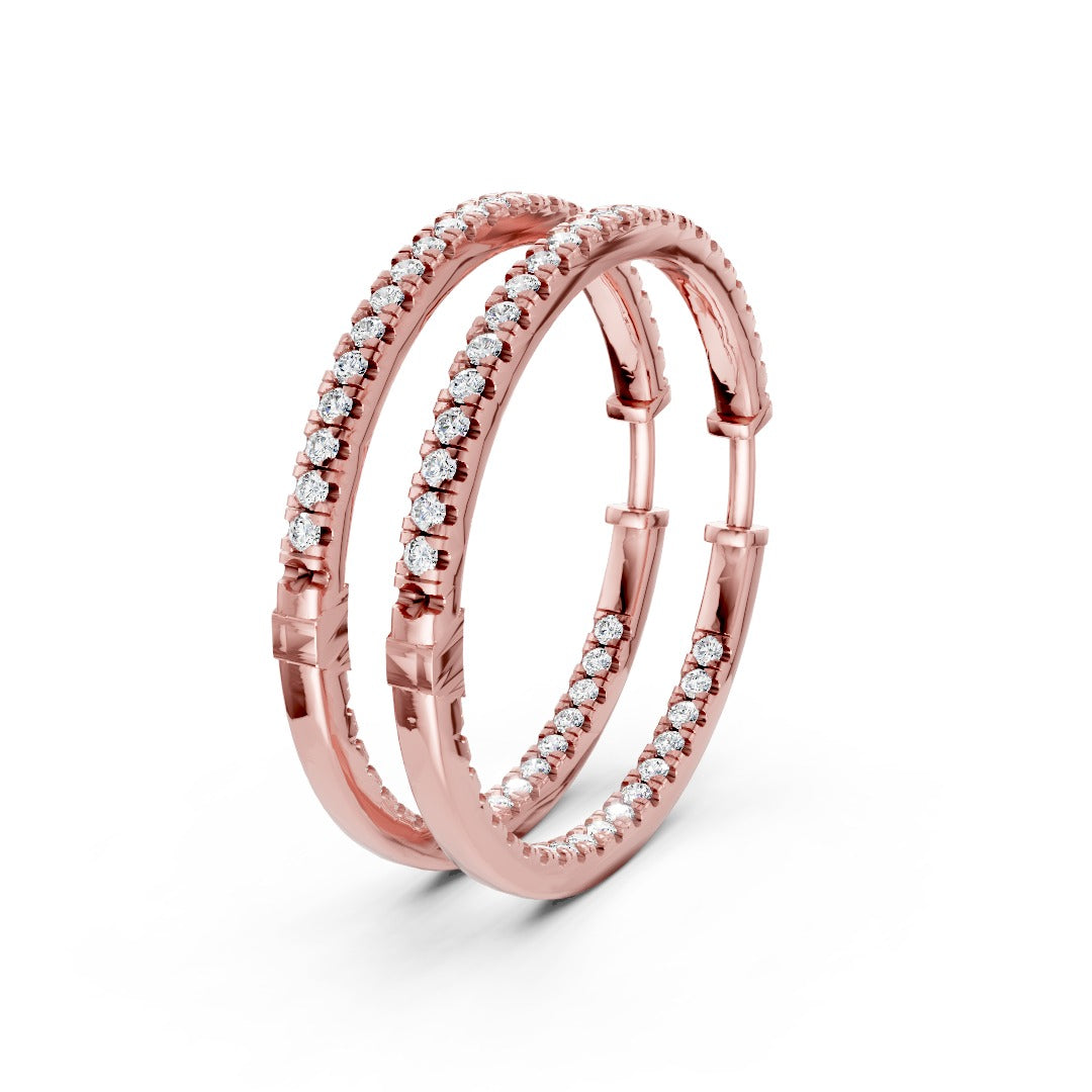 Elegant And Timeless Inside out Diamond Hoop Earrings