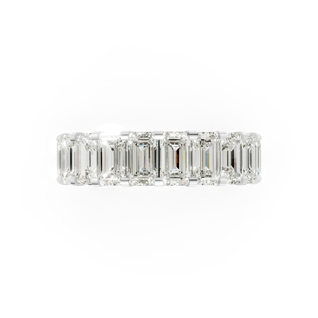 Emerald Diamond U Shaped Wedding Band
