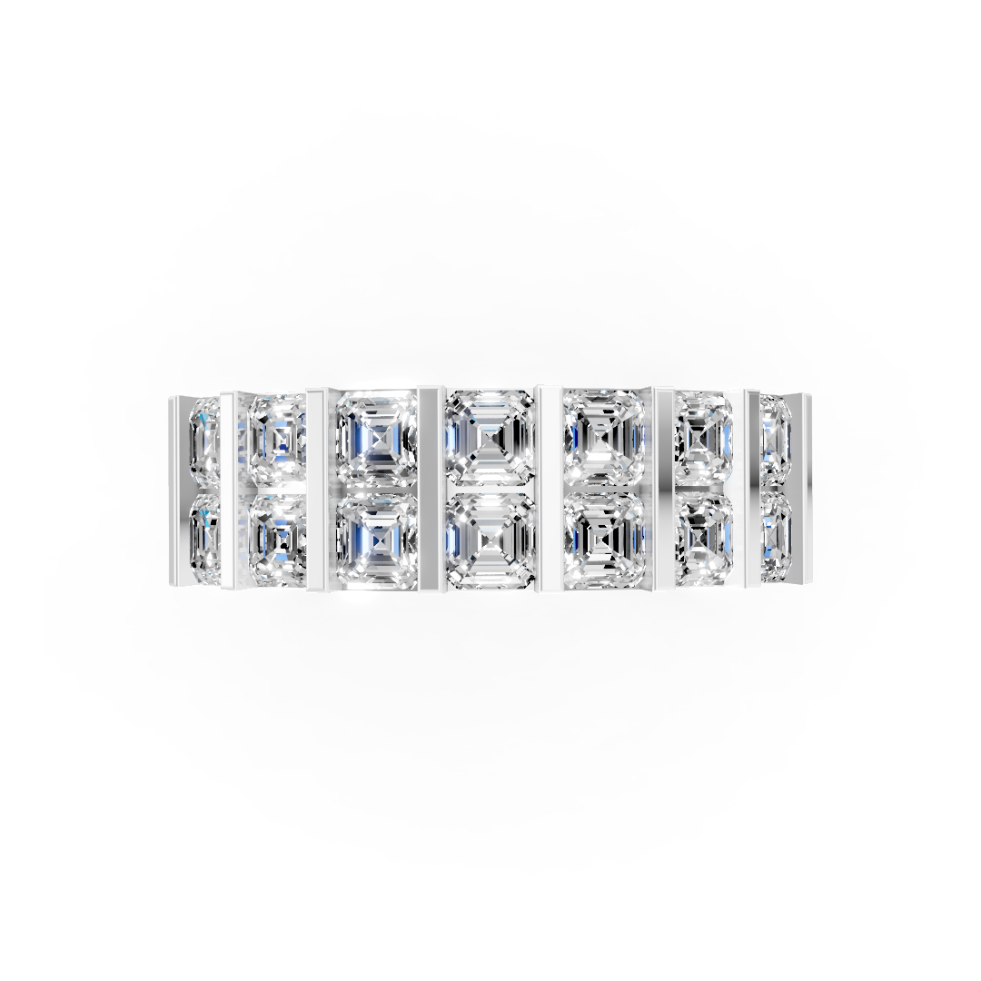 Asscher Double Row Diamond Band