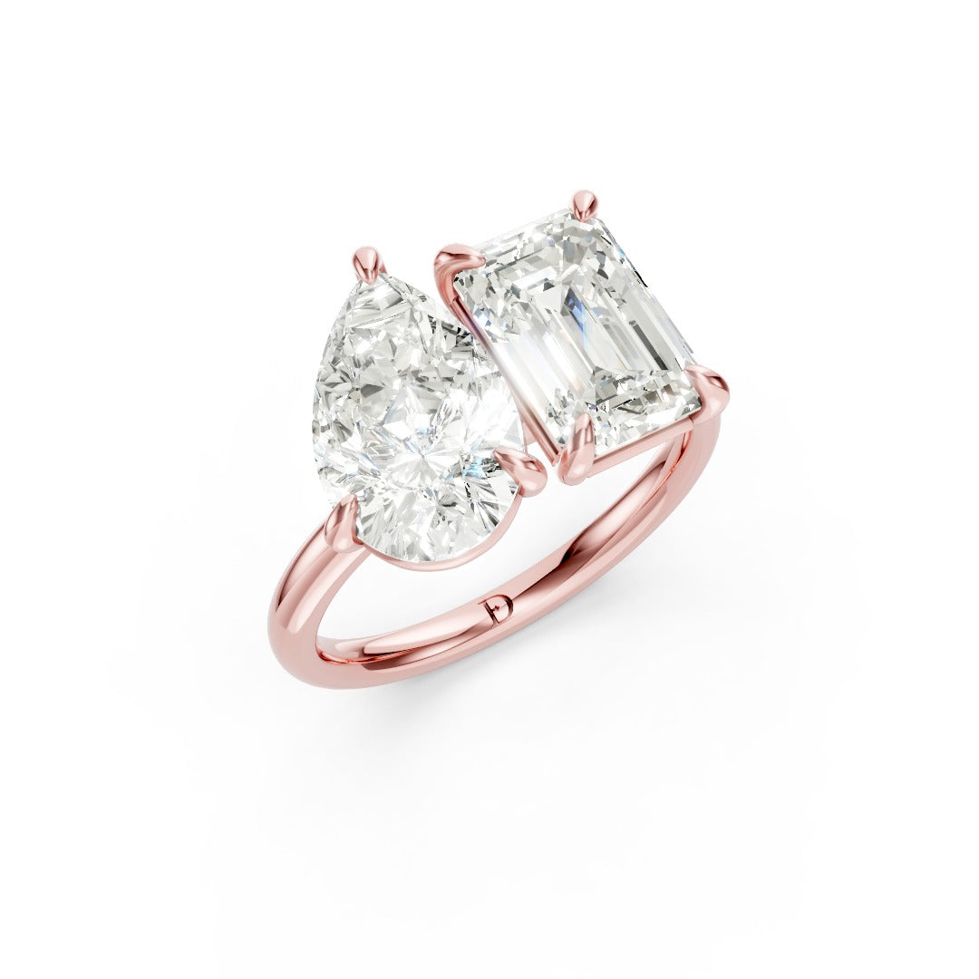 Toi et Moi Pear And Emerald Cut Engagement Ring