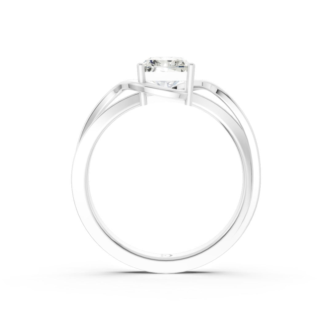 Radiant Cut Diamond Bypass With Ribbon Wrap Set Ring