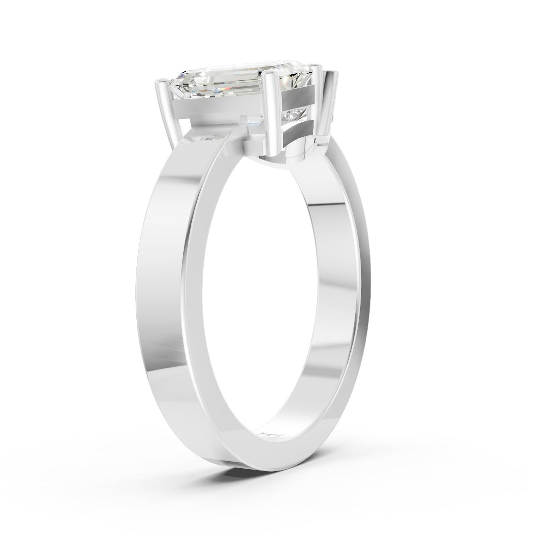 Emerald and Pear Cut Two Stone Diamond Anniversary Ring
