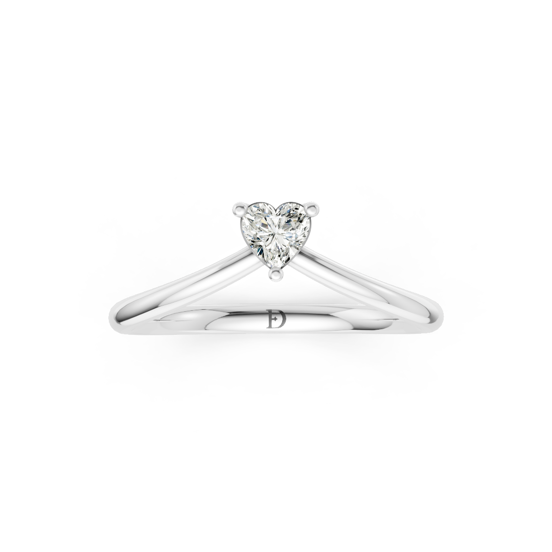 V Shape Heart Curved Stacking Band