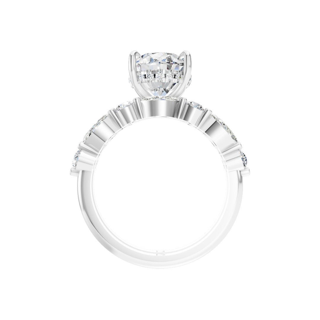Oval Diamond Bridal Set with Mixed Shape Side Stones