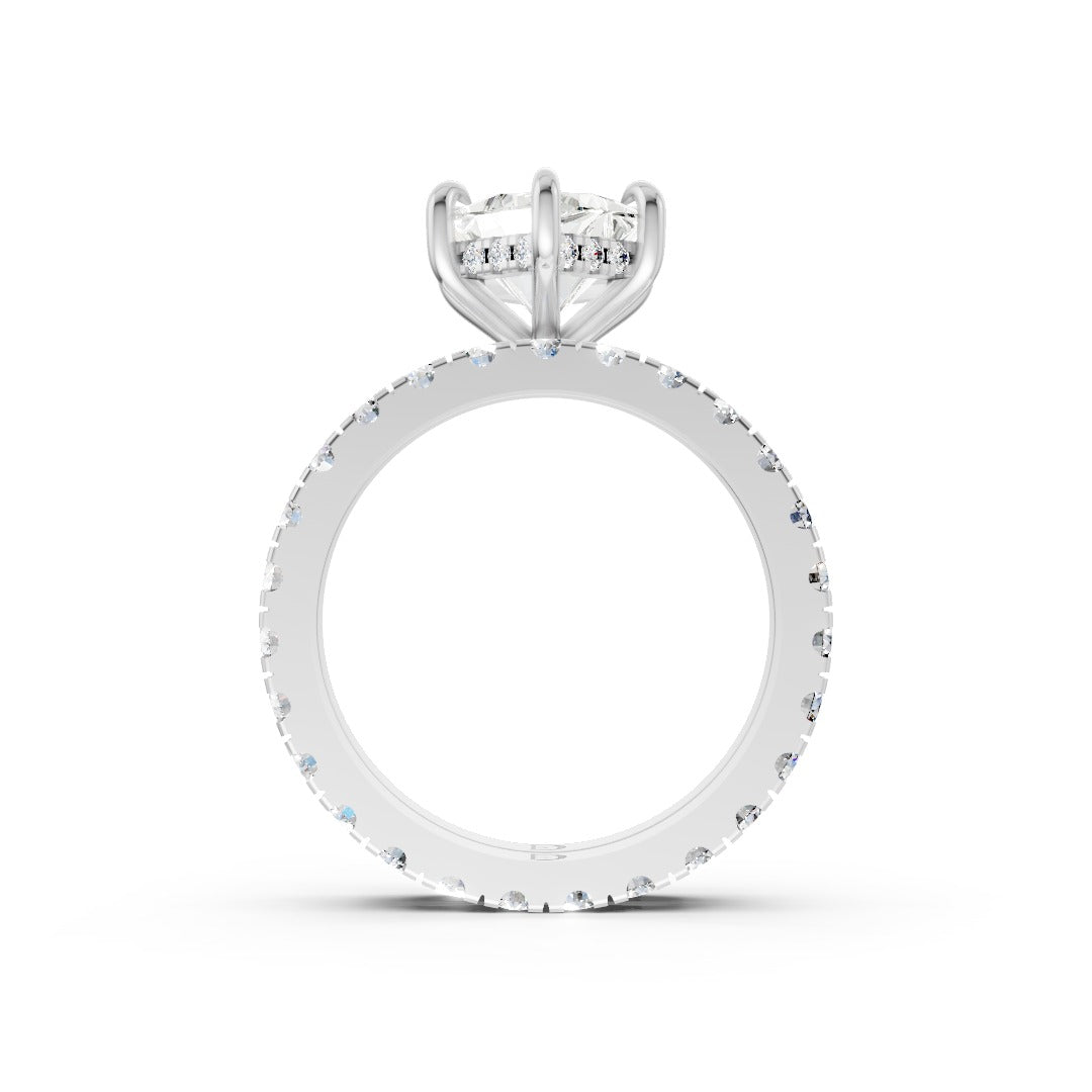 Dutch Marquise Lab Cut Double Diamond Pave Ring