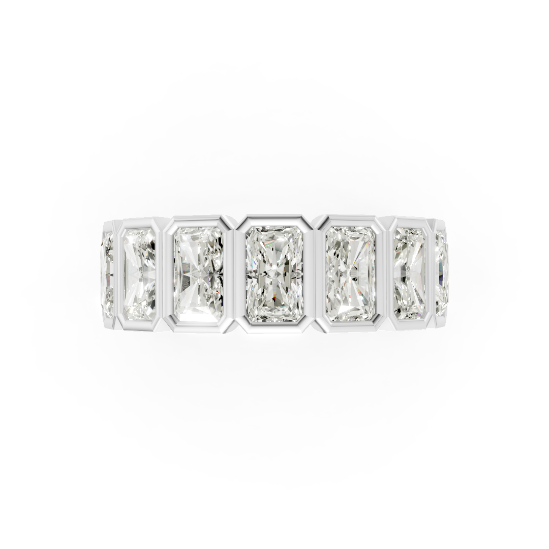 Bezel Set Radiant Diamond Half Eternity Band