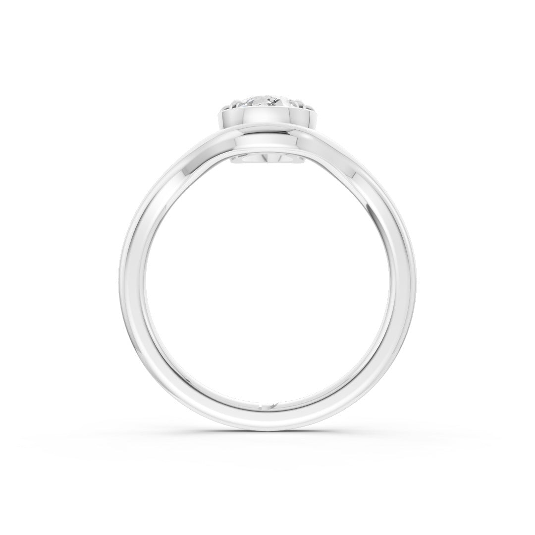 Lotus Pear Cut Diamond Solitair Bypass Ring