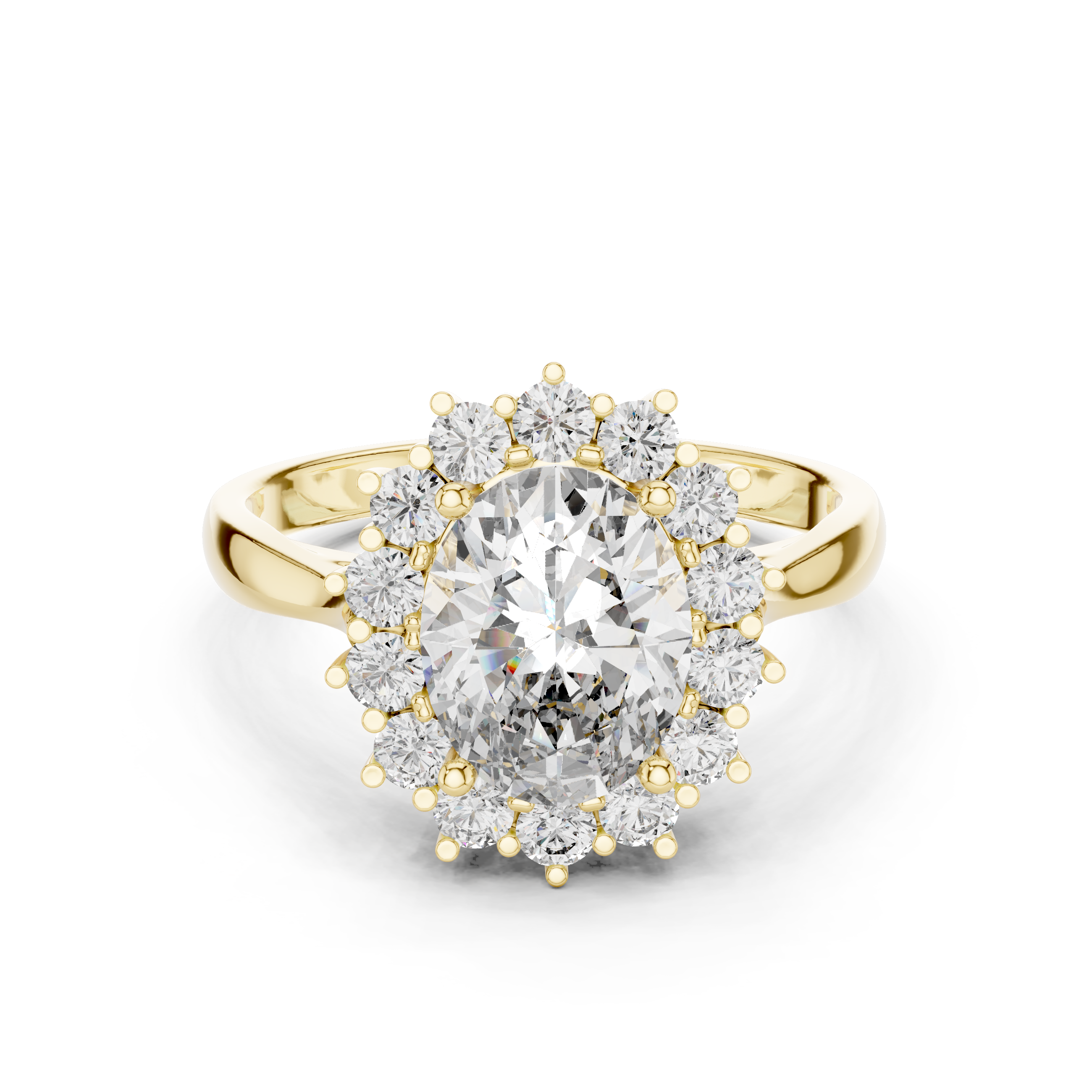 Oval Cut Diamond Sunburst Halo Promise Ring