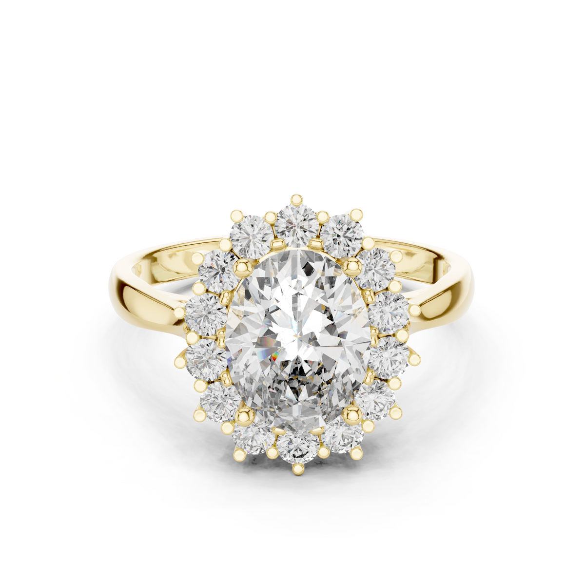Oval Cut Diamond Sunburst Halo Promise Ring