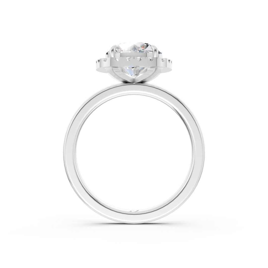 Round Cut Lab Created Diamond Halo Anniversary Ring