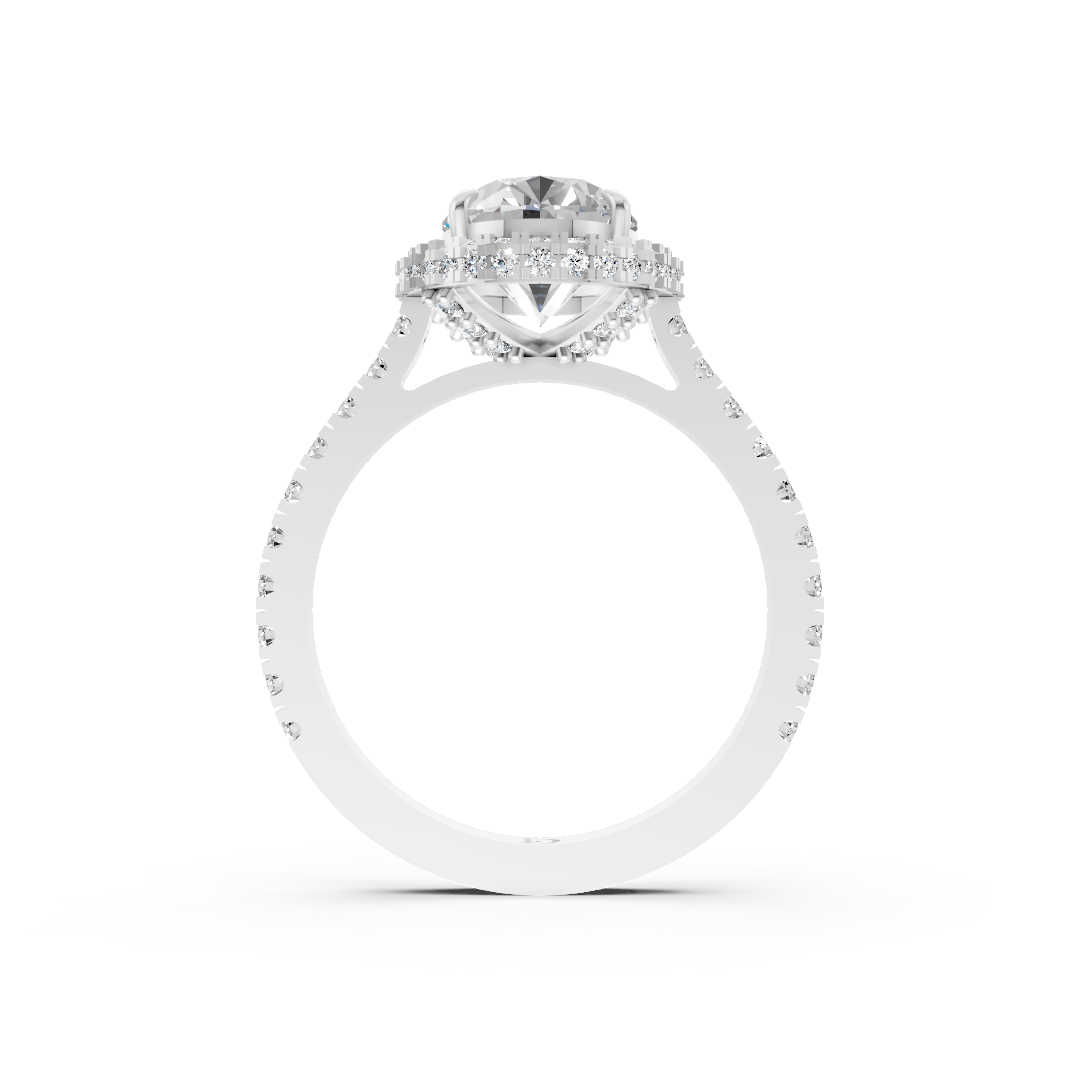 Oval Diamond Halo Pave Set Ring