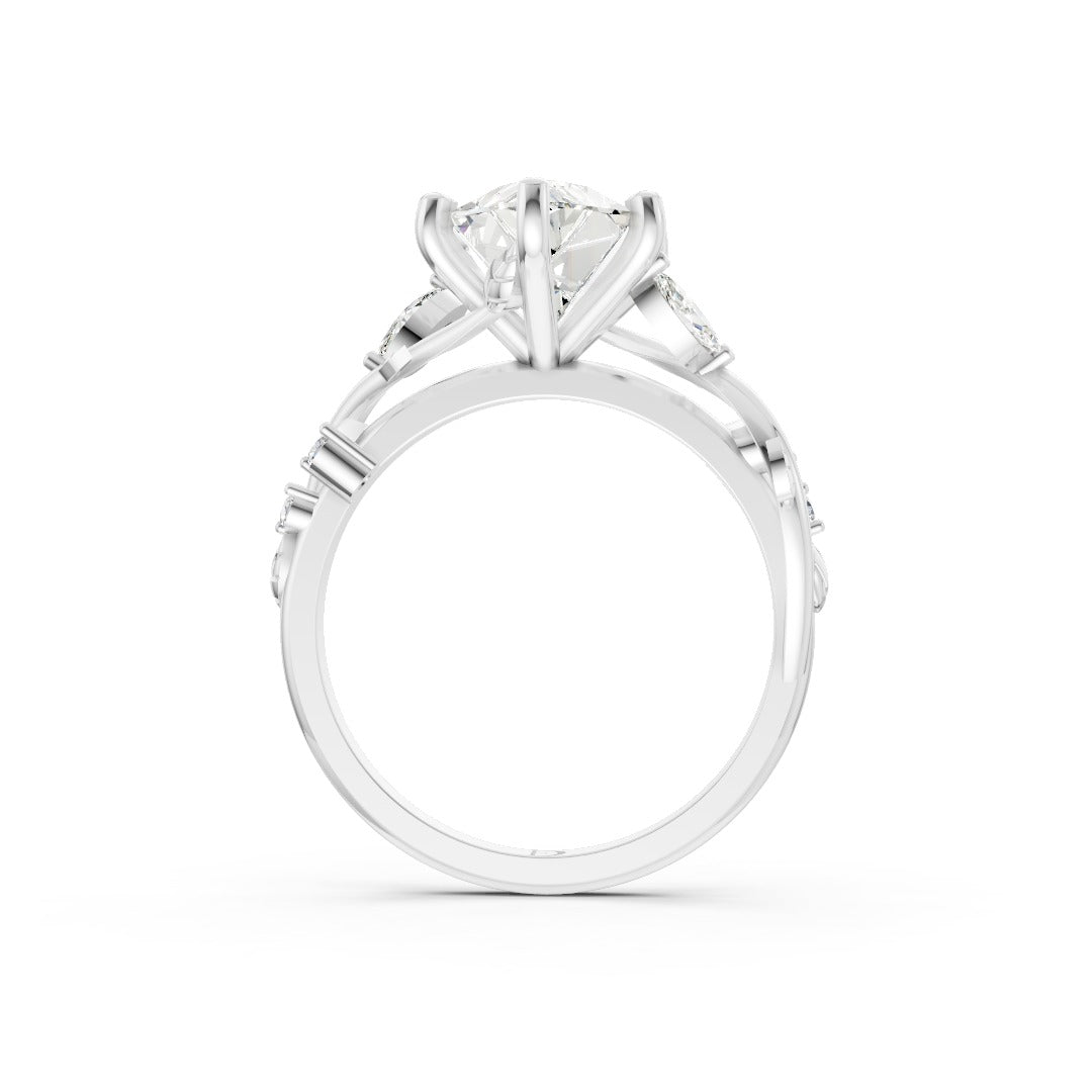 Dutch Marquise Cut Lab Grown Diamond Botanical Bypass Engagement Ring