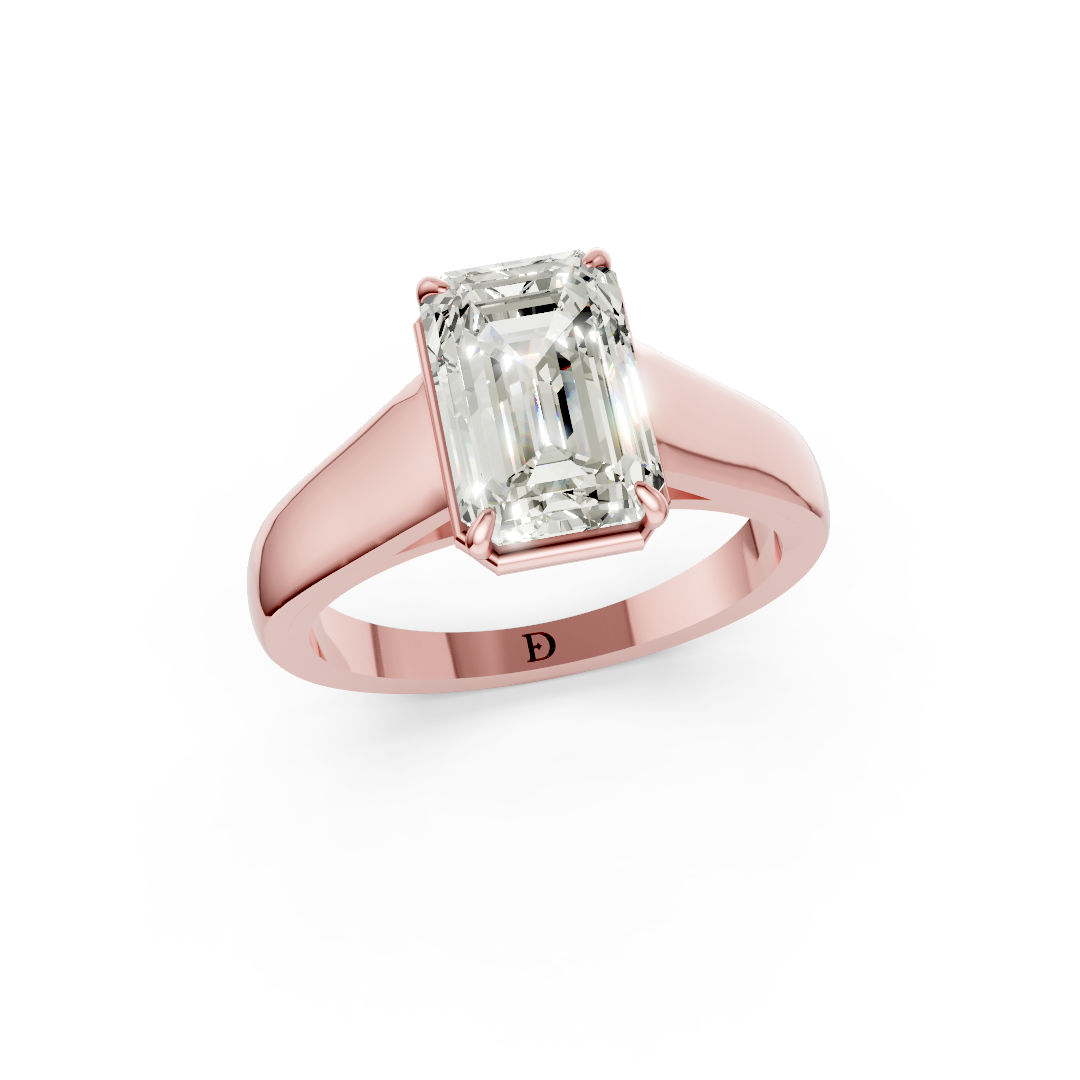 Emerald Diamond Tapered Band Ring