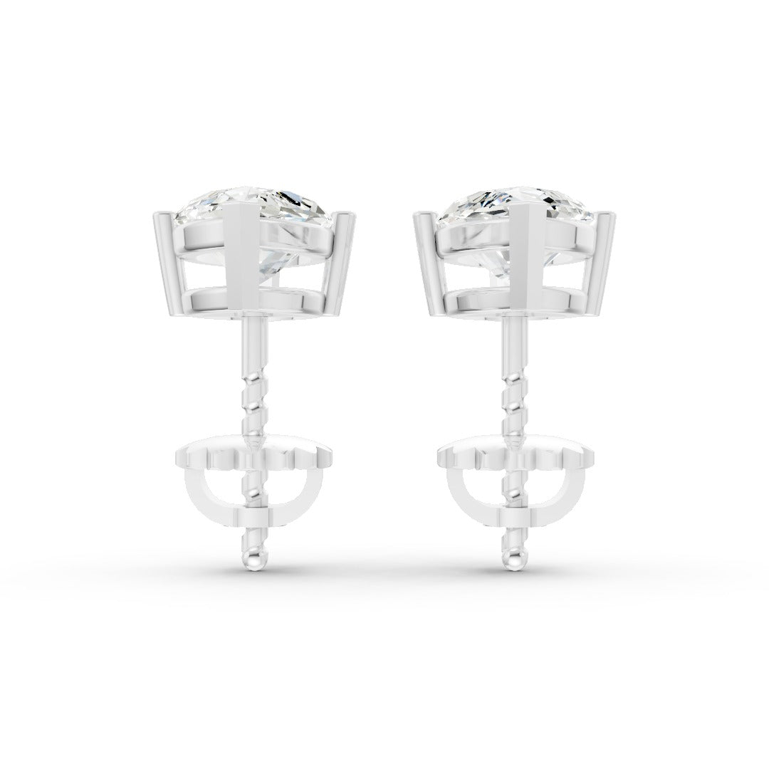 Marquise Cut Diamond Stud Earrings in Scalloped Basket Setting