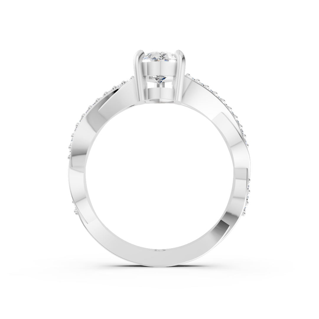 Pear Cut Diamond Pave Set Criss-Cross Ring