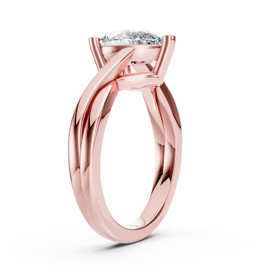 Twisted Shank Pear Diamond Solitaire Ring